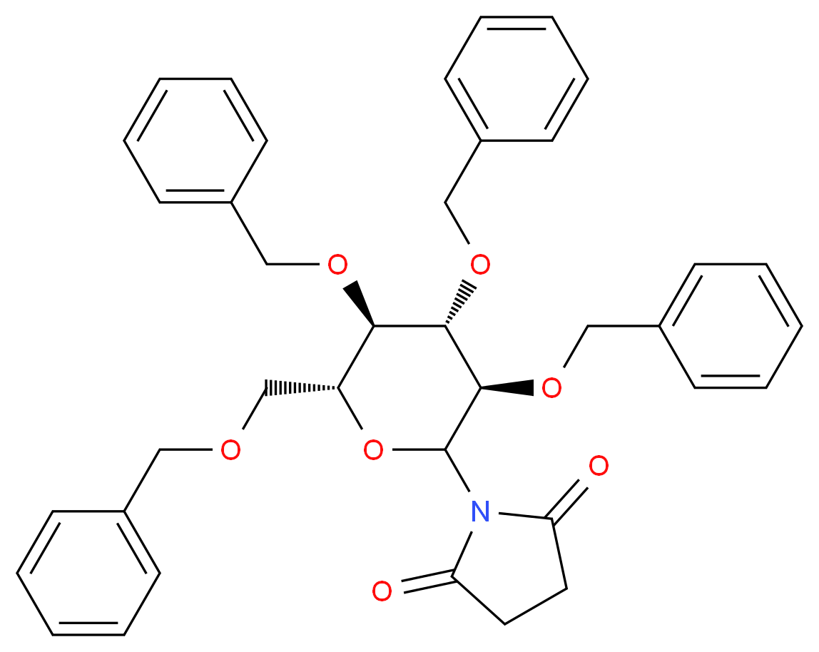1-[2,3,4,6-Tetrakis-O-(phenylmethyl)-D-glucopyranosyl]-2,5-pyrrolidinedione_分子结构_CAS_870472-23-4)