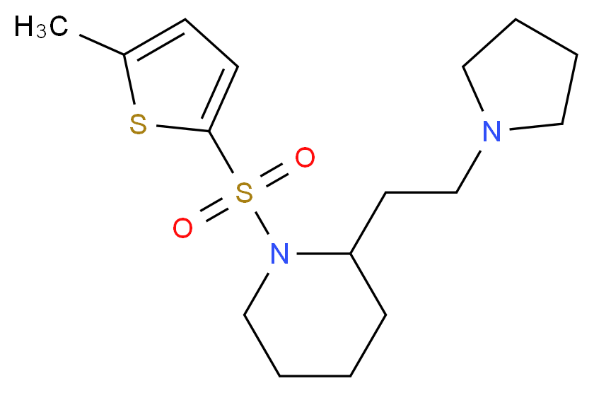 1-[(5-methyl-2-thienyl)sulfonyl]-2-[2-(1-pyrrolidinyl)ethyl]piperidine_分子结构_CAS_)