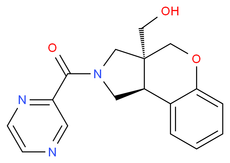 [(3aS*,9bS*)-2-(pyrazin-2-ylcarbonyl)-1,2,3,9b-tetrahydrochromeno[3,4-c]pyrrol-3a(4H)-yl]methanol_分子结构_CAS_)