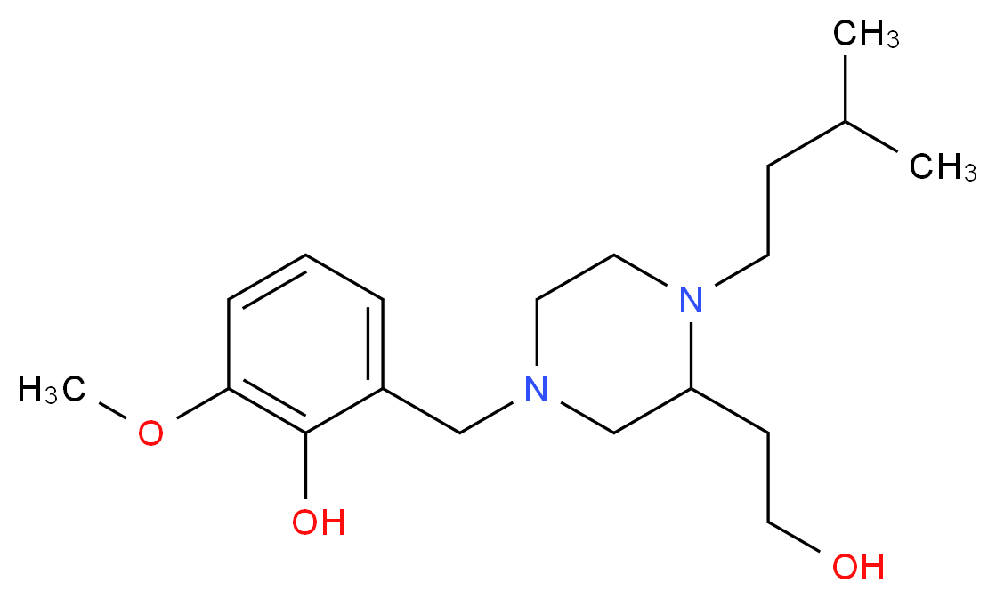 2-{[3-(2-hydroxyethyl)-4-(3-methylbutyl)-1-piperazinyl]methyl}-6-methoxyphenol_分子结构_CAS_)