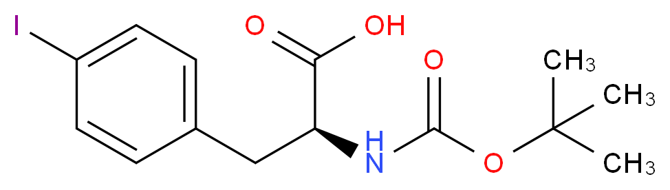 (2S)-2-{[(tert-butoxy)carbonyl]amino}-3-(4-iodophenyl)propanoic acid_分子结构_CAS_62129-44-6
