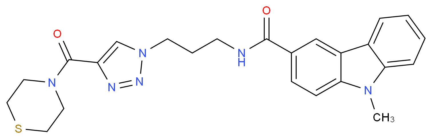 9-methyl-N-{3-[4-(4-thiomorpholinylcarbonyl)-1H-1,2,3-triazol-1-yl]propyl}-9H-carbazole-3-carboxamide_分子结构_CAS_)