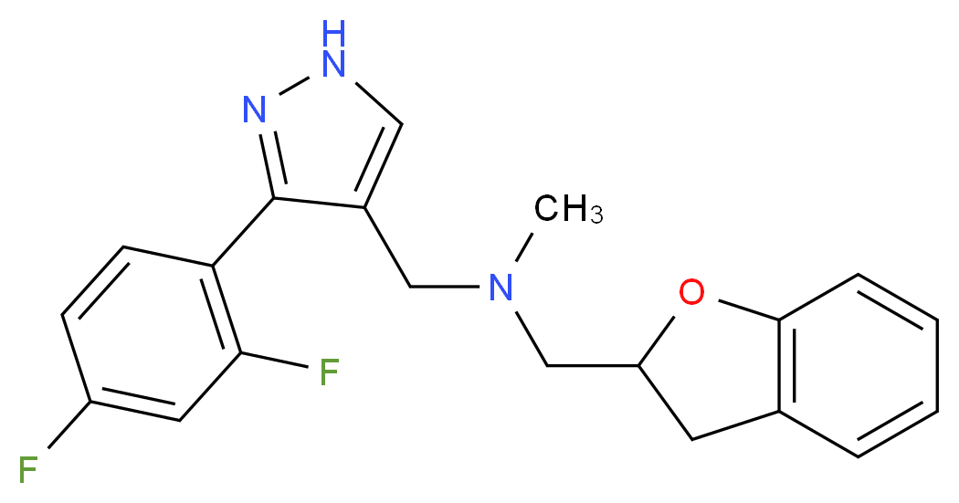1-[3-(2,4-difluorophenyl)-1H-pyrazol-4-yl]-N-(2,3-dihydro-1-benzofuran-2-ylmethyl)-N-methylmethanamine_分子结构_CAS_)