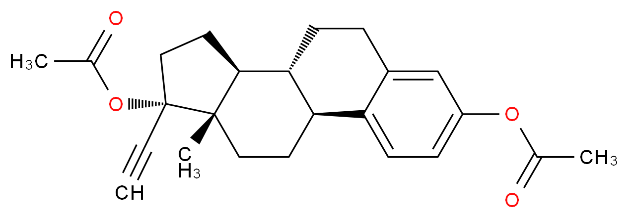 (1S,10R,11S,14S,15S)-5-(acetyloxy)-14-ethynyl-15-methyltetracyclo[8.7.0.0<sup>2</sup>,<sup>7</sup>.0<sup>1</sup><sup>1</sup>,<sup>1</sup><sup>5</sup>]heptadeca-2,4,6-trien-14-yl acetate_分子结构_CAS_13258-68-9