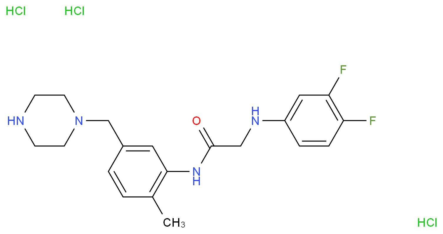 2-[(3,4-difluorophenyl)amino]-N-[2-methyl-5-(piperazin-1-ylmethyl)phenyl]acetamide trihydrochloride_分子结构_CAS_309712-55-8