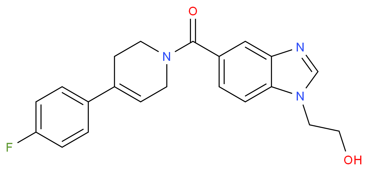 2-(5-{[4-(4-fluorophenyl)-3,6-dihydropyridin-1(2H)-yl]carbonyl}-1H-benzimidazol-1-yl)ethanol_分子结构_CAS_)