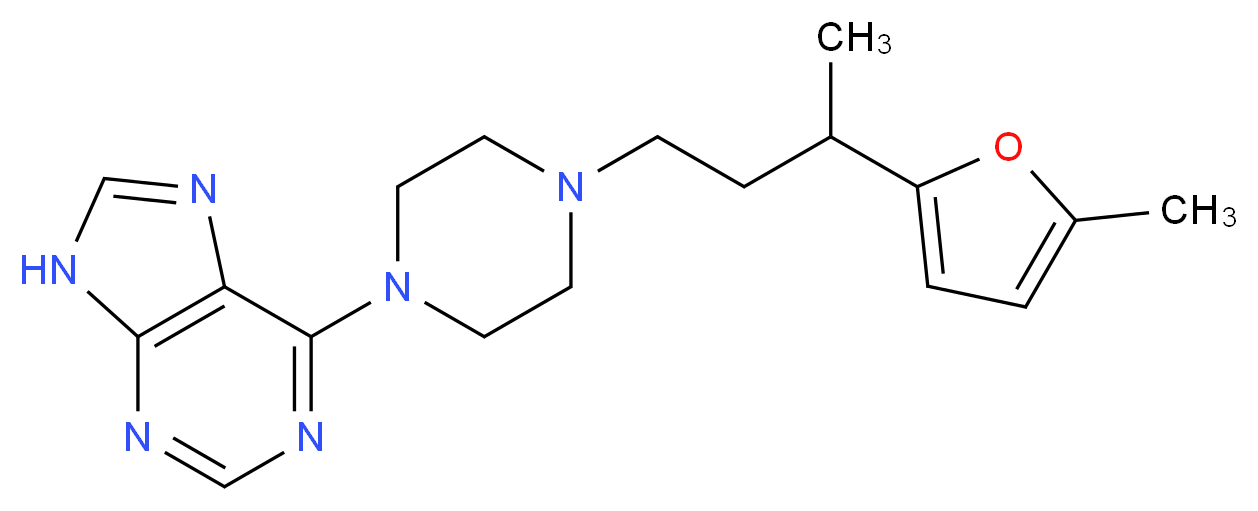 6-{4-[3-(5-methyl-2-furyl)butyl]piperazin-1-yl}-9H-purine_分子结构_CAS_)
