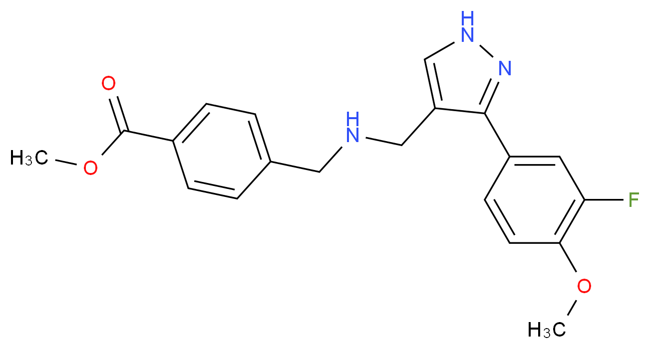 methyl 4-[({[3-(3-fluoro-4-methoxyphenyl)-1H-pyrazol-4-yl]methyl}amino)methyl]benzoate_分子结构_CAS_)