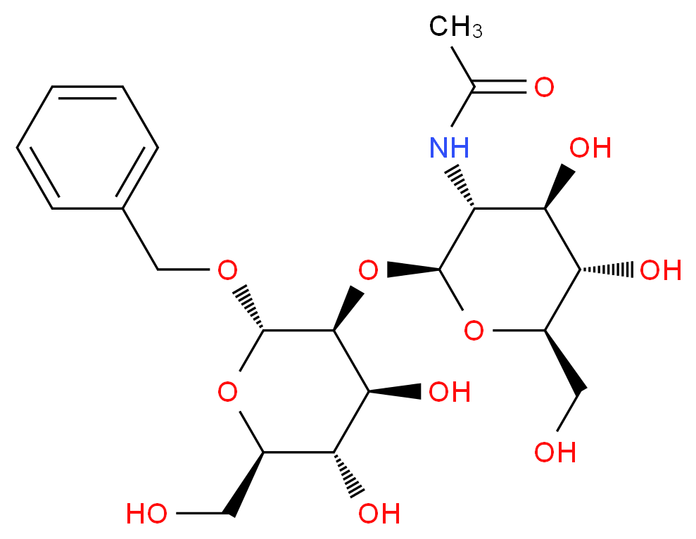 N-[(2S,3R,4R,5S,6R)-2-{[(2S,3S,4S,5S,6R)-2-(benzyloxy)-4,5-dihydroxy-6-(hydroxymethyl)oxan-3-yl]oxy}-4,5-dihydroxy-6-(hydroxymethyl)oxan-3-yl]acetamide_分子结构_CAS_436853-00-8