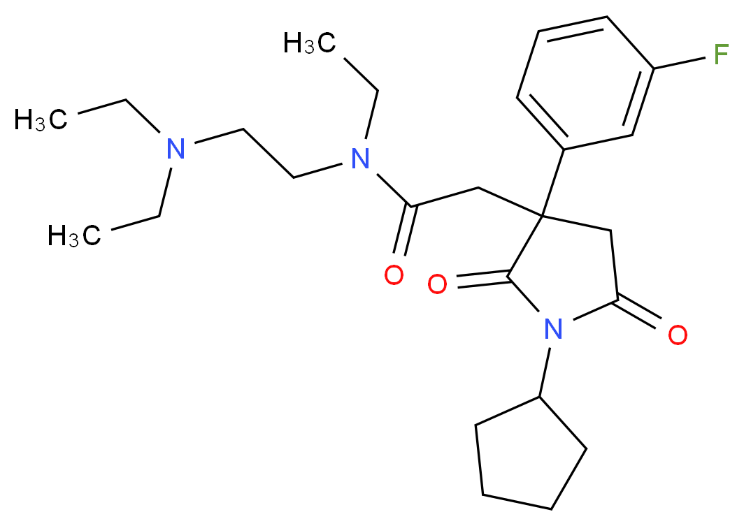 2-[1-cyclopentyl-3-(3-fluorophenyl)-2,5-dioxo-3-pyrrolidinyl]-N-[2-(diethylamino)ethyl]-N-ethylacetamide_分子结构_CAS_)