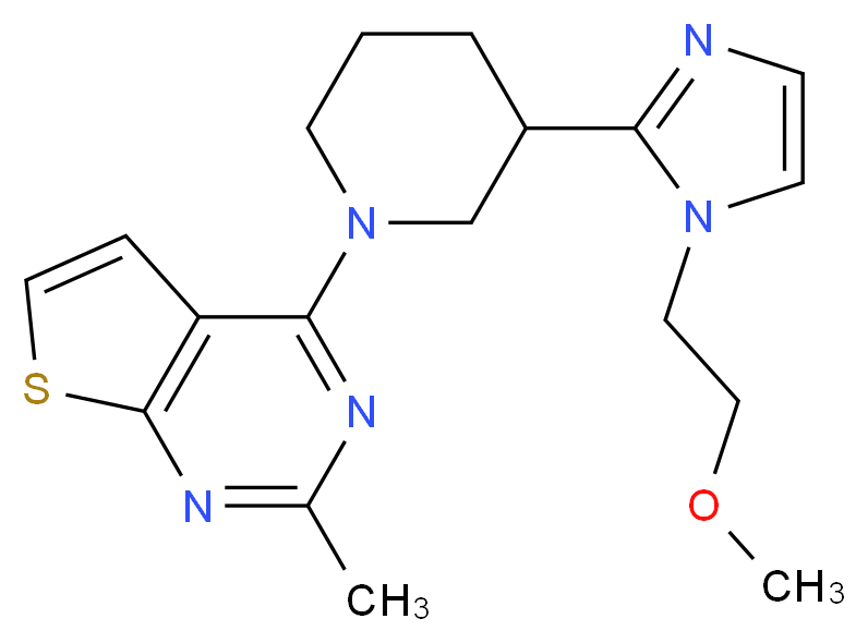 4-{3-[1-(2-methoxyethyl)-1H-imidazol-2-yl]-1-piperidinyl}-2-methylthieno[2,3-d]pyrimidine_分子结构_CAS_)