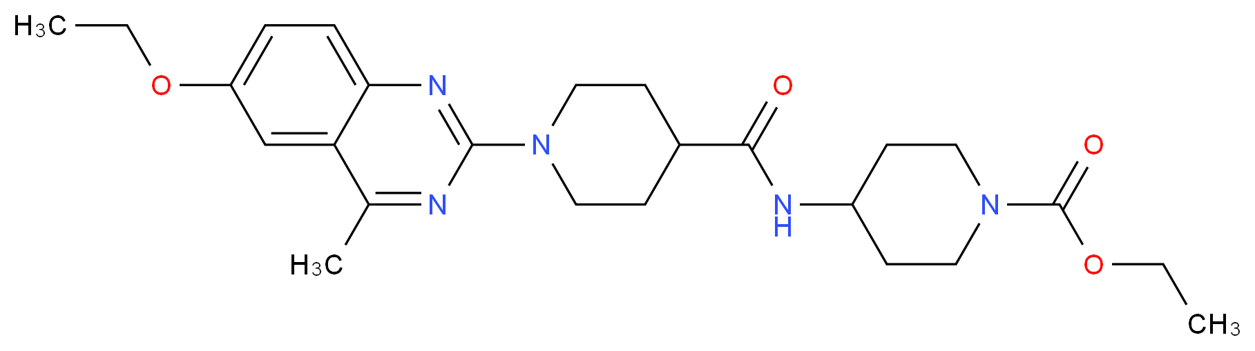 ethyl 4-({[1-(6-ethoxy-4-methyl-2-quinazolinyl)-4-piperidinyl]carbonyl}amino)-1-piperidinecarboxylate_分子结构_CAS_)