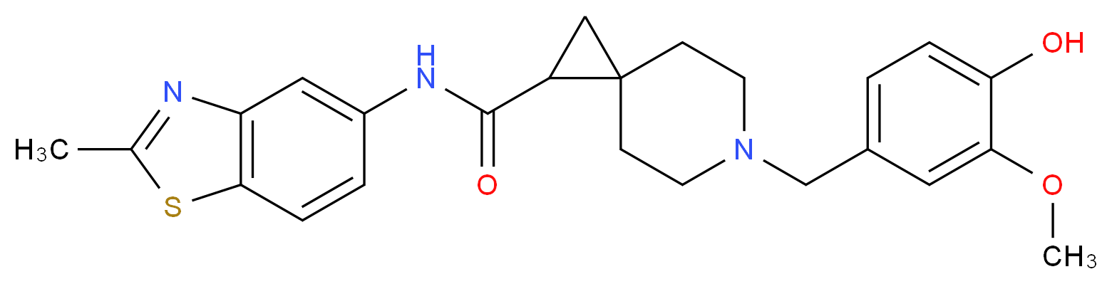 6-(4-hydroxy-3-methoxybenzyl)-N-(2-methyl-1,3-benzothiazol-5-yl)-6-azaspiro[2.5]octane-1-carboxamide_分子结构_CAS_)