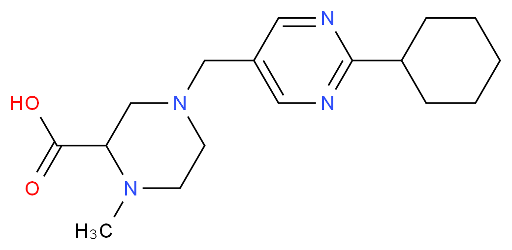 4-[(2-cyclohexylpyrimidin-5-yl)methyl]-1-methylpiperazine-2-carboxylic acid_分子结构_CAS_)