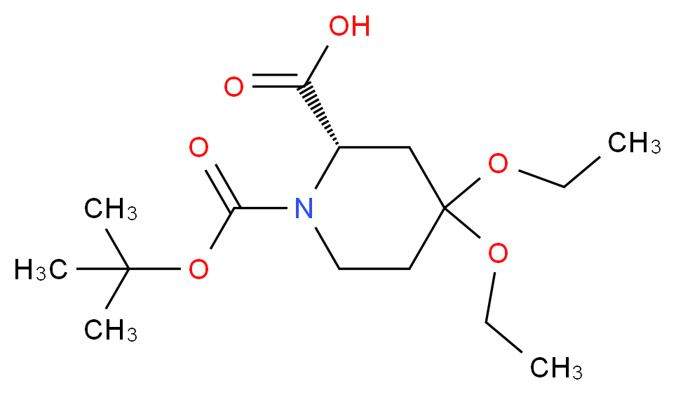 (S)-1-Boc-4,4-二乙氧基哌啶-2-甲酸_分子结构_CAS_)