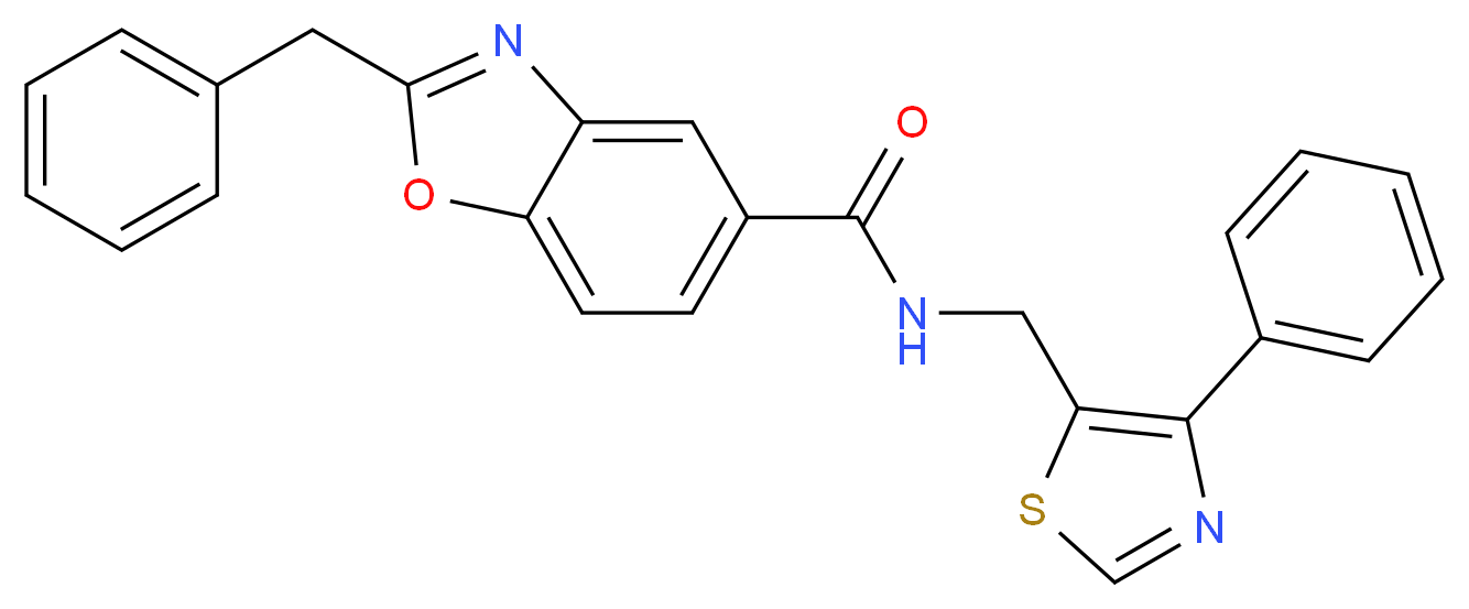 2-benzyl-N-[(4-phenyl-1,3-thiazol-5-yl)methyl]-1,3-benzoxazole-5-carboxamide_分子结构_CAS_)