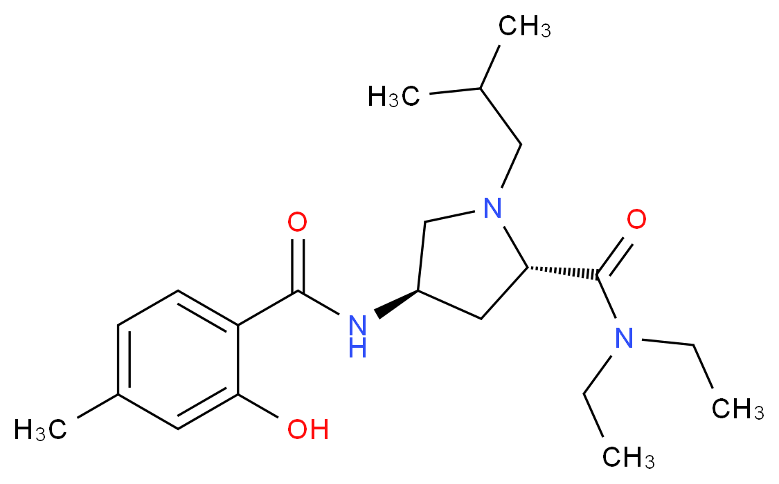 (4R)-N,N-diethyl-4-[(2-hydroxy-4-methylbenzoyl)amino]-1-isobutyl-L-prolinamide_分子结构_CAS_)