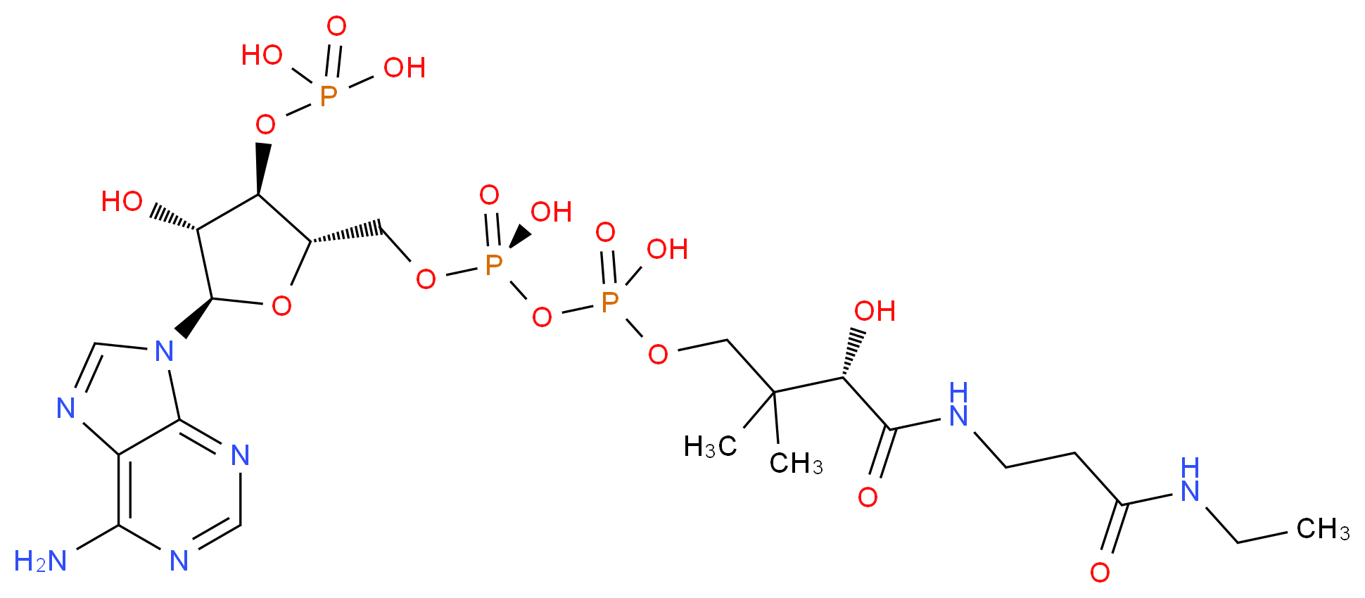 {[(2S,3R,4R,5R)-5-(6-amino-9H-purin-9-yl)-2-({[({[(3S)-3-{[2-(ethylcarbamoyl)ethyl]carbamoyl}-3-hydroxy-2,2-dimethylpropoxy](hydroxy)phosphoryl}oxy)(hydroxy)phosphoryl]oxy}methyl)-4-hydroxyoxolan-3-yl]oxy}phosphonic acid_分子结构_CAS_5863-40-1