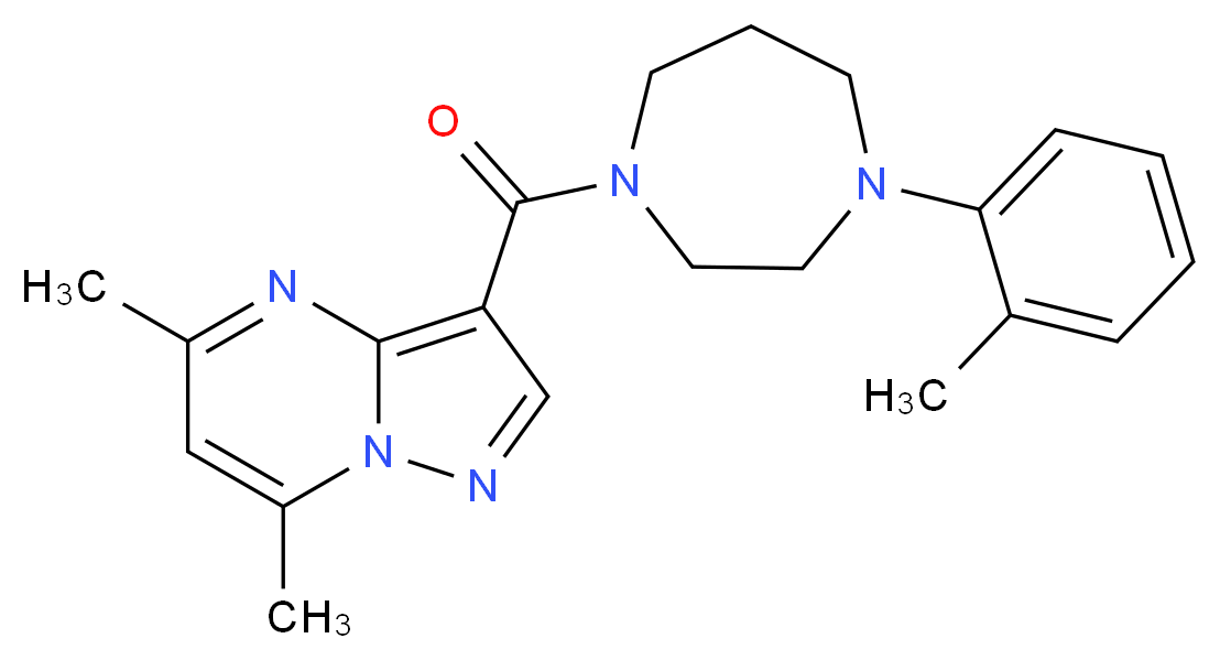 5,7-dimethyl-3-{[4-(2-methylphenyl)-1,4-diazepan-1-yl]carbonyl}pyrazolo[1,5-a]pyrimidine_分子结构_CAS_)