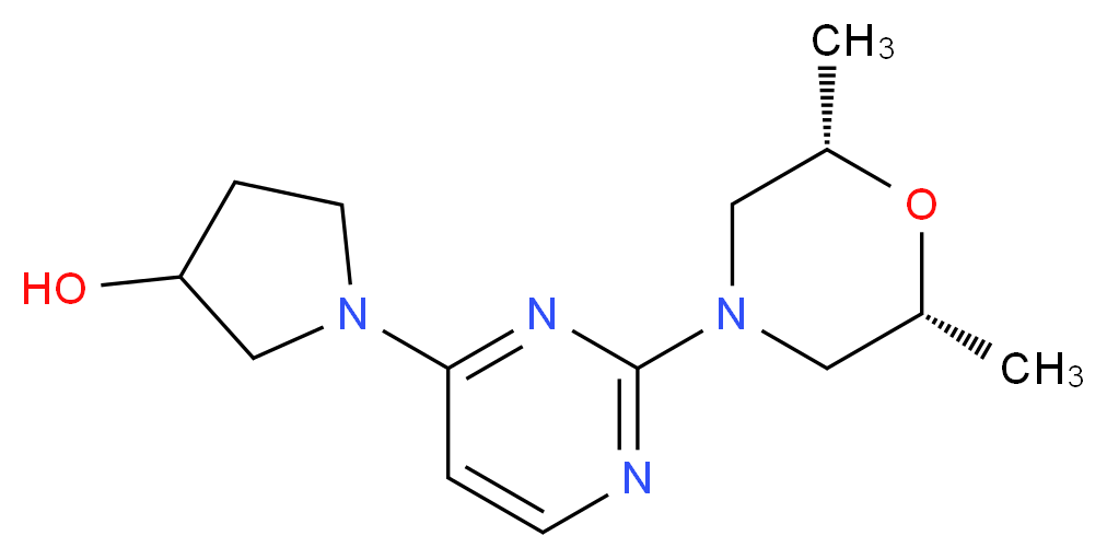 1-{2-[(2R*,6S*)-2,6-dimethylmorpholin-4-yl]pyrimidin-4-yl}pyrrolidin-3-ol_分子结构_CAS_)