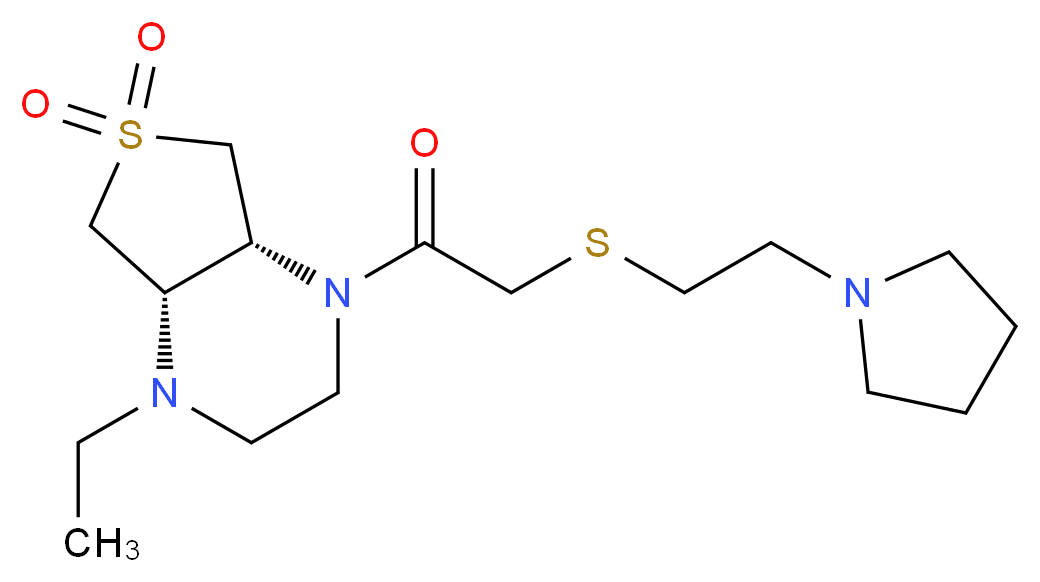 (4aR*,7aS*)-1-ethyl-4-{[(2-pyrrolidin-1-ylethyl)thio]acetyl}octahydrothieno[3,4-b]pyrazine 6,6-dioxide_分子结构_CAS_)