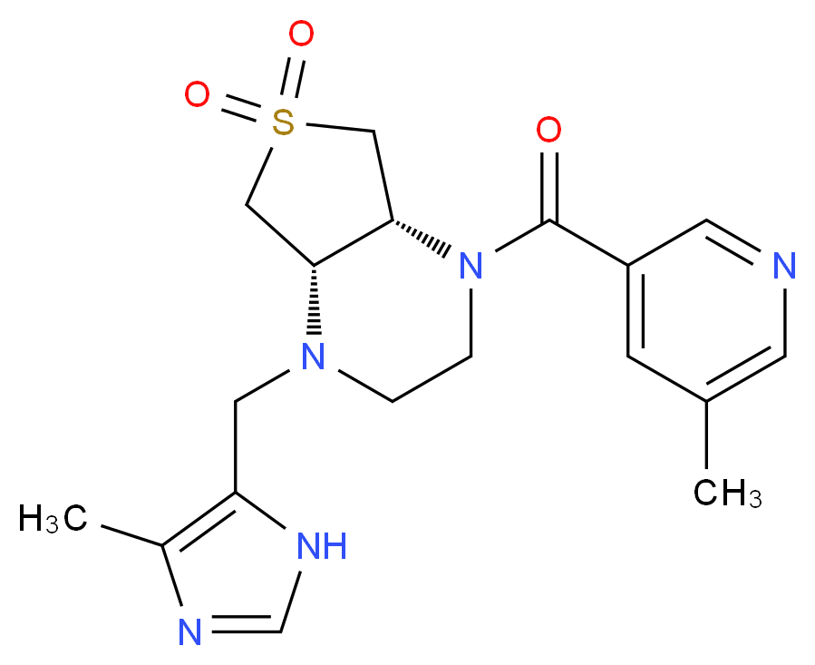 (4aR*,7aS*)-1-[(4-methyl-1H-imidazol-5-yl)methyl]-4-[(5-methyl-3-pyridinyl)carbonyl]octahydrothieno[3,4-b]pyrazine 6,6-dioxide_分子结构_CAS_)