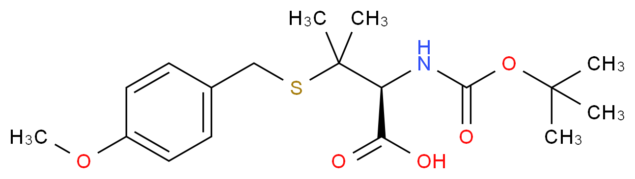 (2S)-2-{[(tert-butoxy)carbonyl]amino}-3-{[(4-methoxyphenyl)methyl]sulfanyl}-3-methylbutanoic acid_分子结构_CAS_106306-57-4