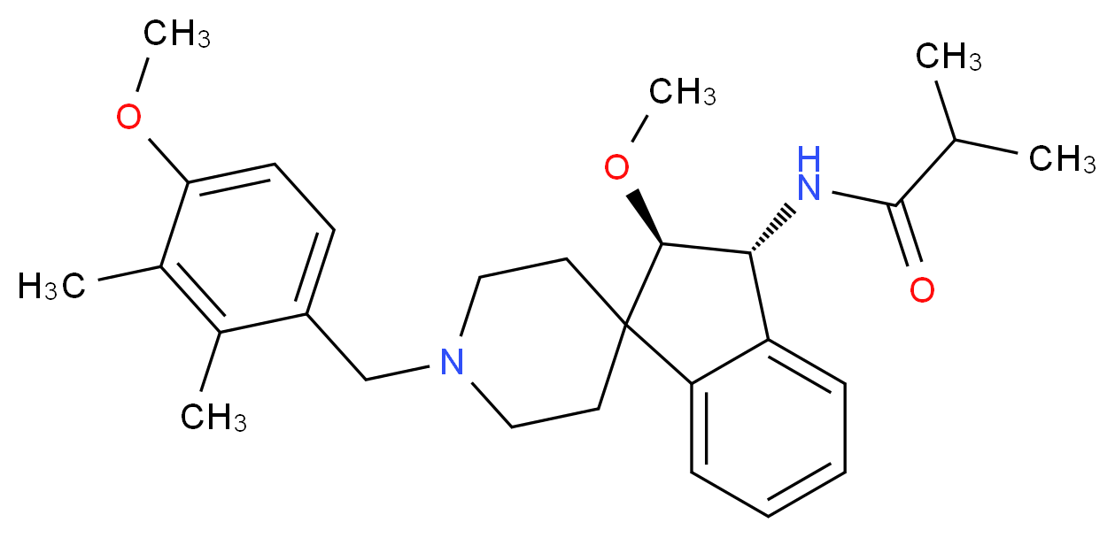 N-[(2R*,3R*)-2-methoxy-1'-(4-methoxy-2,3-dimethylbenzyl)-2,3-dihydrospiro[indene-1,4'-piperidin]-3-yl]-2-methylpropanamide_分子结构_CAS_)