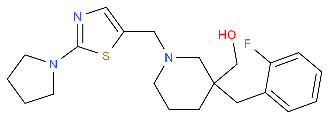 (3-(2-fluorobenzyl)-1-{[2-(1-pyrrolidinyl)-1,3-thiazol-5-yl]methyl}-3-piperidinyl)methanol_分子结构_CAS_)