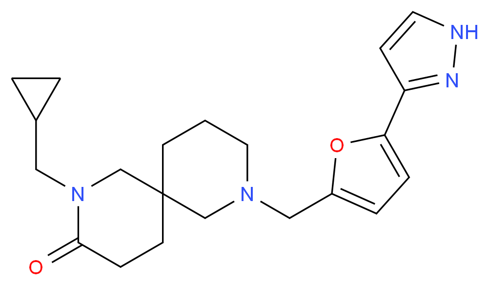 2-(cyclopropylmethyl)-8-{[5-(1H-pyrazol-3-yl)-2-furyl]methyl}-2,8-diazaspiro[5.5]undecan-3-one_分子结构_CAS_)