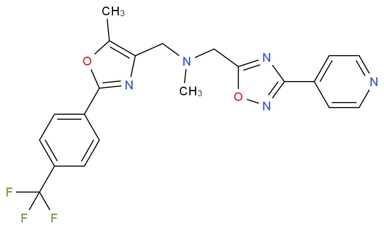 N-methyl-1-{5-methyl-2-[4-(trifluoromethyl)phenyl]-1,3-oxazol-4-yl}-N-{[3-(4-pyridinyl)-1,2,4-oxadiazol-5-yl]methyl}methanamine_分子结构_CAS_)