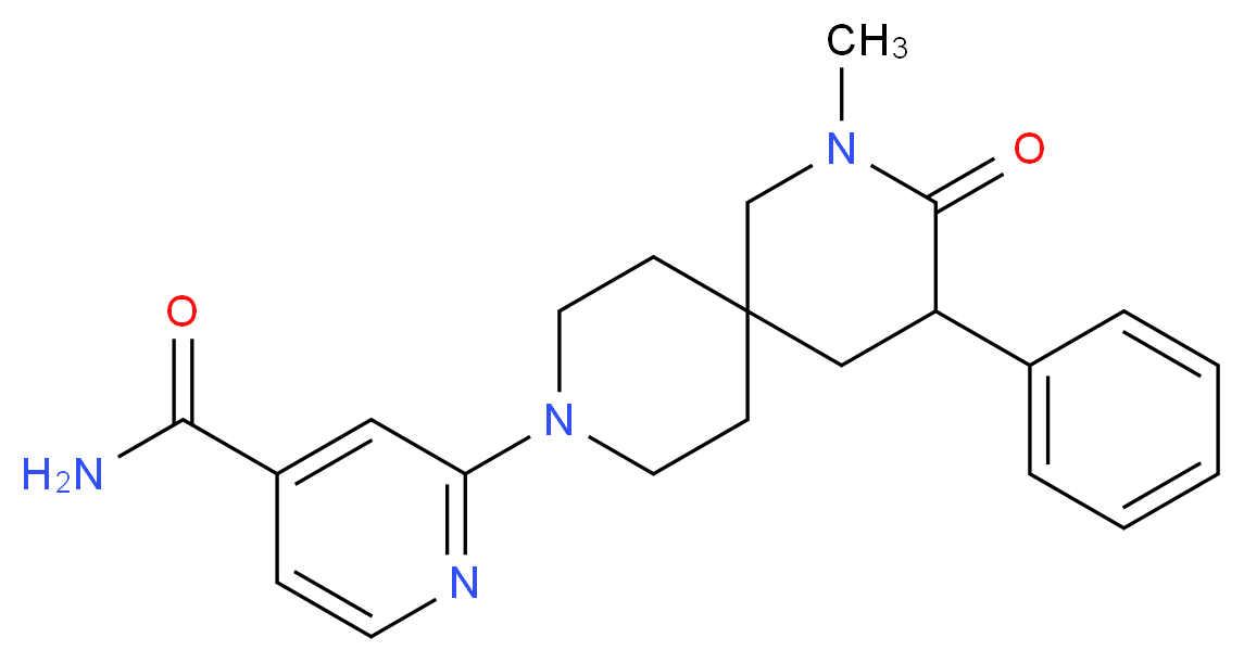 2-(2-methyl-3-oxo-4-phenyl-2,9-diazaspiro[5.5]undec-9-yl)isonicotinamide_分子结构_CAS_)