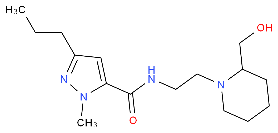 N-{2-[2-(hydroxymethyl)-1-piperidinyl]ethyl}-1-methyl-3-propyl-1H-pyrazole-5-carboxamide_分子结构_CAS_)