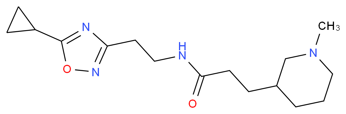 N-[2-(5-cyclopropyl-1,2,4-oxadiazol-3-yl)ethyl]-3-(1-methyl-3-piperidinyl)propanamide_分子结构_CAS_)