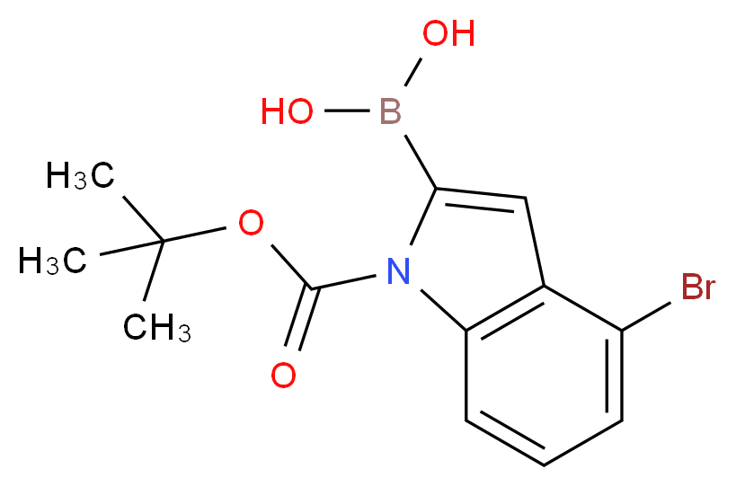 (4-Bromo-1-(tert-butoxycarbonyl)-1H-indol-2-yl)boronic acid_分子结构_CAS_957034-29-6)