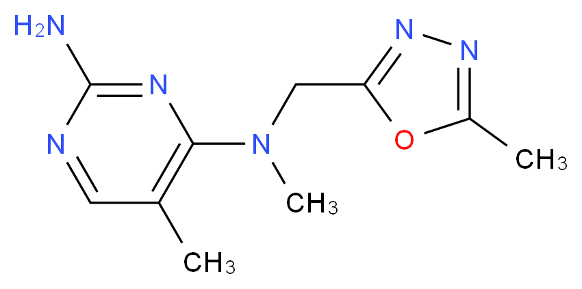N~4~,5-dimethyl-N~4~-[(5-methyl-1,3,4-oxadiazol-2-yl)methyl]pyrimidine-2,4-diamine_分子结构_CAS_)