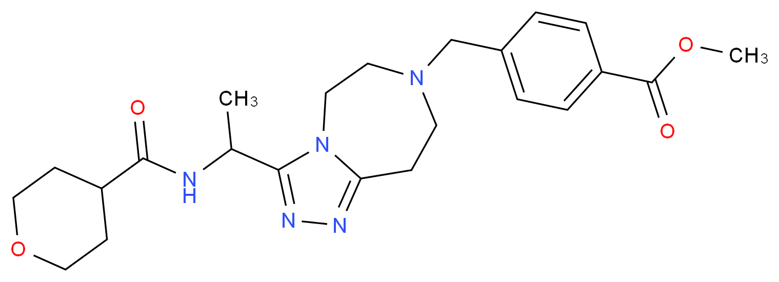 methyl 4-[(3-{1-[(tetrahydro-2H-pyran-4-ylcarbonyl)amino]ethyl}-5,6,8,9-tetrahydro-7H-[1,2,4]triazolo[4,3-d][1,4]diazepin-7-yl)methyl]benzoate_分子结构_CAS_)