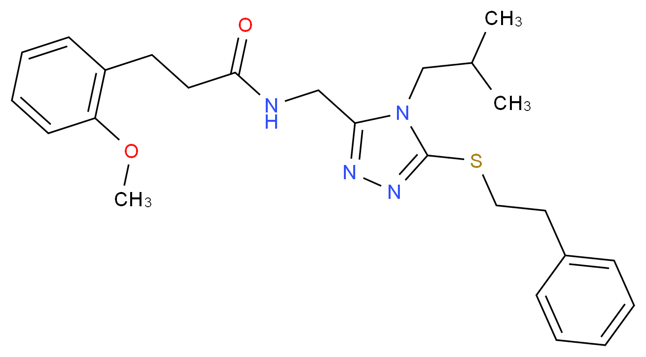N-({4-isobutyl-5-[(2-phenylethyl)thio]-4H-1,2,4-triazol-3-yl}methyl)-3-(2-methoxyphenyl)propanamide_分子结构_CAS_)