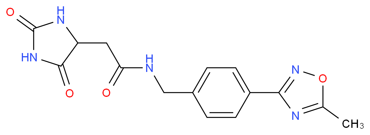 2-(2,5-dioxoimidazolidin-4-yl)-N-[4-(5-methyl-1,2,4-oxadiazol-3-yl)benzyl]acetamide_分子结构_CAS_)