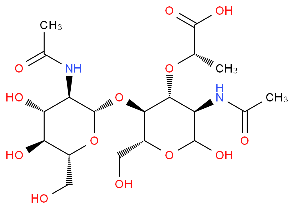 (2S)-2-{[(3R,4R,5S,6R)-3-acetamido-5-{[(2S,3R,4R,5S,6R)-3-acetamido-4,5-dihydroxy-6-(hydroxymethyl)oxan-2-yl]oxy}-2-hydroxy-6-(hydroxymethyl)oxan-4-yl]oxy}propanoic acid_分子结构_CAS_41137-10-4