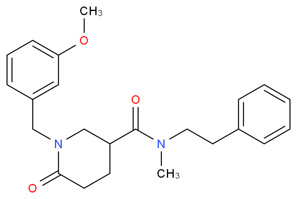 1-(3-methoxybenzyl)-N-methyl-6-oxo-N-(2-phenylethyl)-3-piperidinecarboxamide_分子结构_CAS_)
