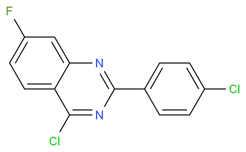 4-CHLORO-2-(4-CHLORO-PHENYL)-7-FLUORO-QUINAZOLINE_分子结构_CAS_885277-75-8)