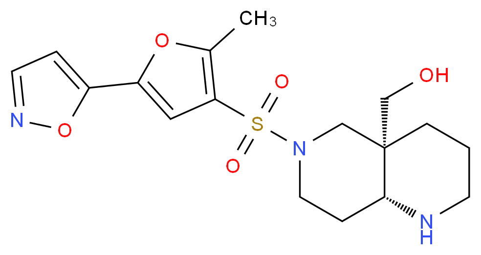 [(4aS*,8aR*)-6-{[5-(5-isoxazolyl)-2-methyl-3-furyl]sulfonyl}octahydro-1,6-naphthyridin-4a(2H)-yl]methanol_分子结构_CAS_)