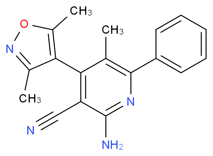 2-amino-4-(3,5-dimethylisoxazol-4-yl)-5-methyl-6-phenylnicotinonitrile_分子结构_CAS_)