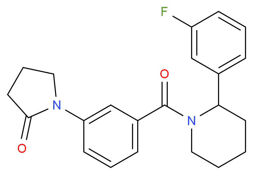 1-(3-{[2-(3-fluorophenyl)-1-piperidinyl]carbonyl}phenyl)-2-pyrrolidinone_分子结构_CAS_)