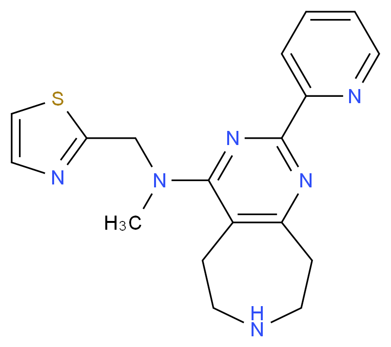 N-methyl-2-pyridin-2-yl-N-(1,3-thiazol-2-ylmethyl)-6,7,8,9-tetrahydro-5H-pyrimido[4,5-d]azepin-4-amine_分子结构_CAS_)