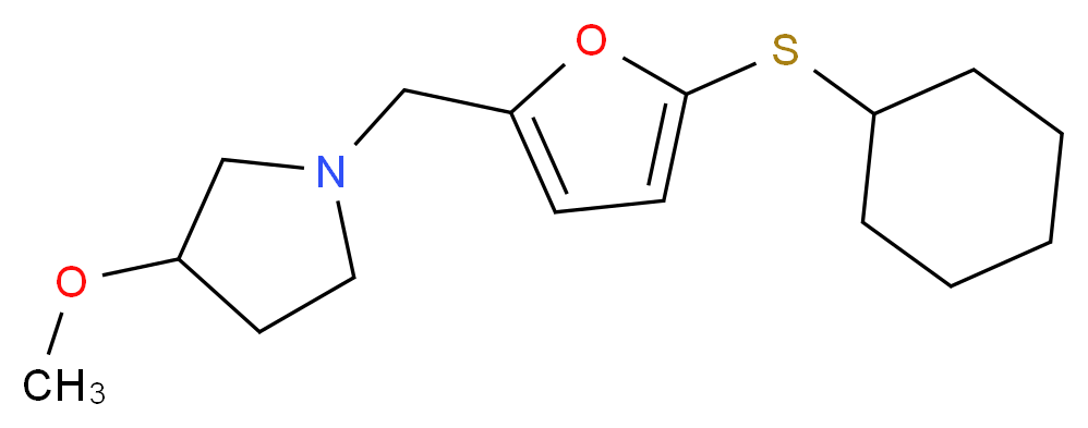 1-{[5-(cyclohexylthio)-2-furyl]methyl}-3-methoxypyrrolidine_分子结构_CAS_)