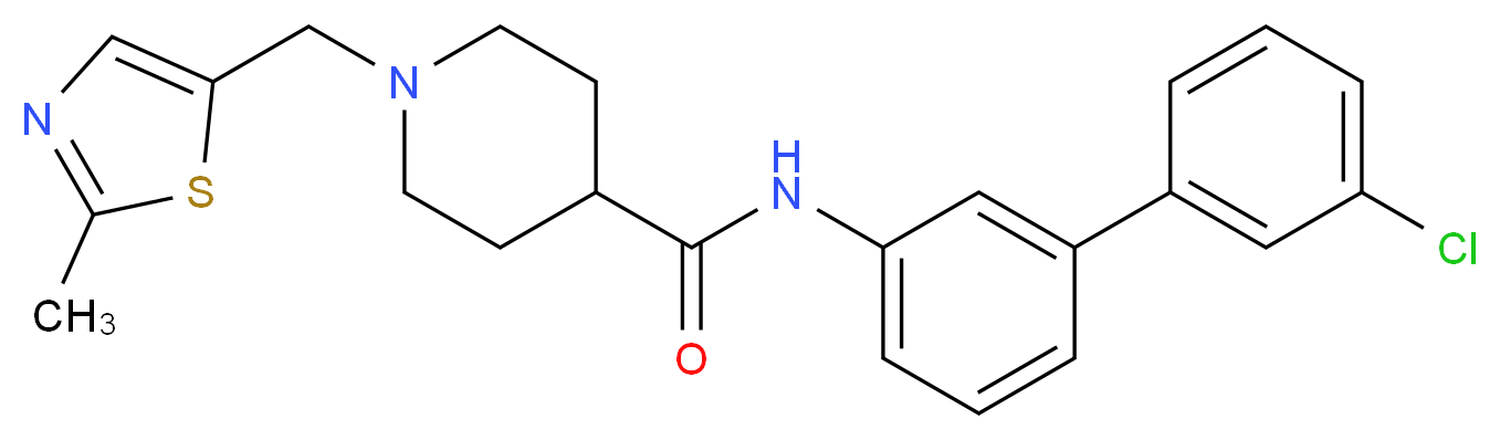 N-(3'-chloro-3-biphenylyl)-1-[(2-methyl-1,3-thiazol-5-yl)methyl]-4-piperidinecarboxamide_分子结构_CAS_)