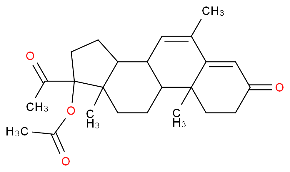 14-acetyl-2,8,15-trimethyl-5-oxotetracyclo[8.7.0.0^{2,7}.0^{11,15}]heptadeca-6,8-dien-14-yl acetate_分子结构_CAS_595-33-5