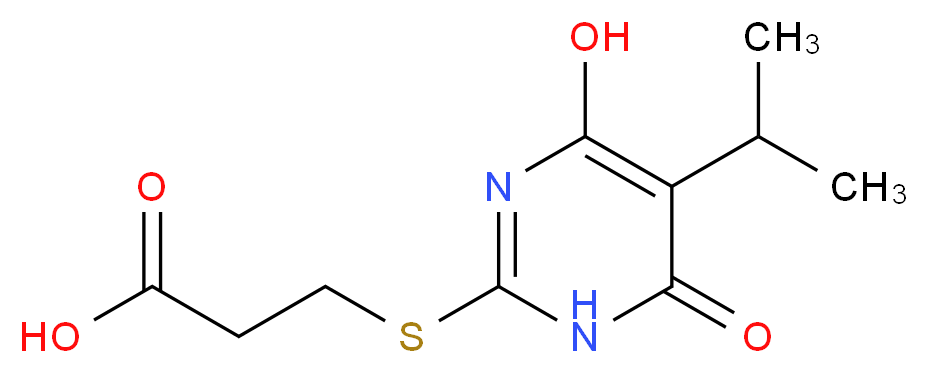 3-{[4-hydroxy-6-oxo-5-(propan-2-yl)-1,6-dihydropyrimidin-2-yl]sulfanyl}propanoic acid_分子结构_CAS_337499-88-4